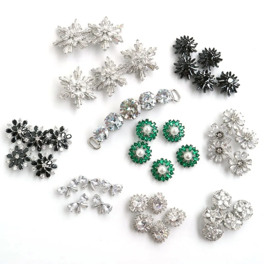 5szt Luksusowy guzik do koszuli Rhinestone Cubic zirconia Odzież Dekoracyjny CZ szycie kaszmirowy kardigan z dzianiny
