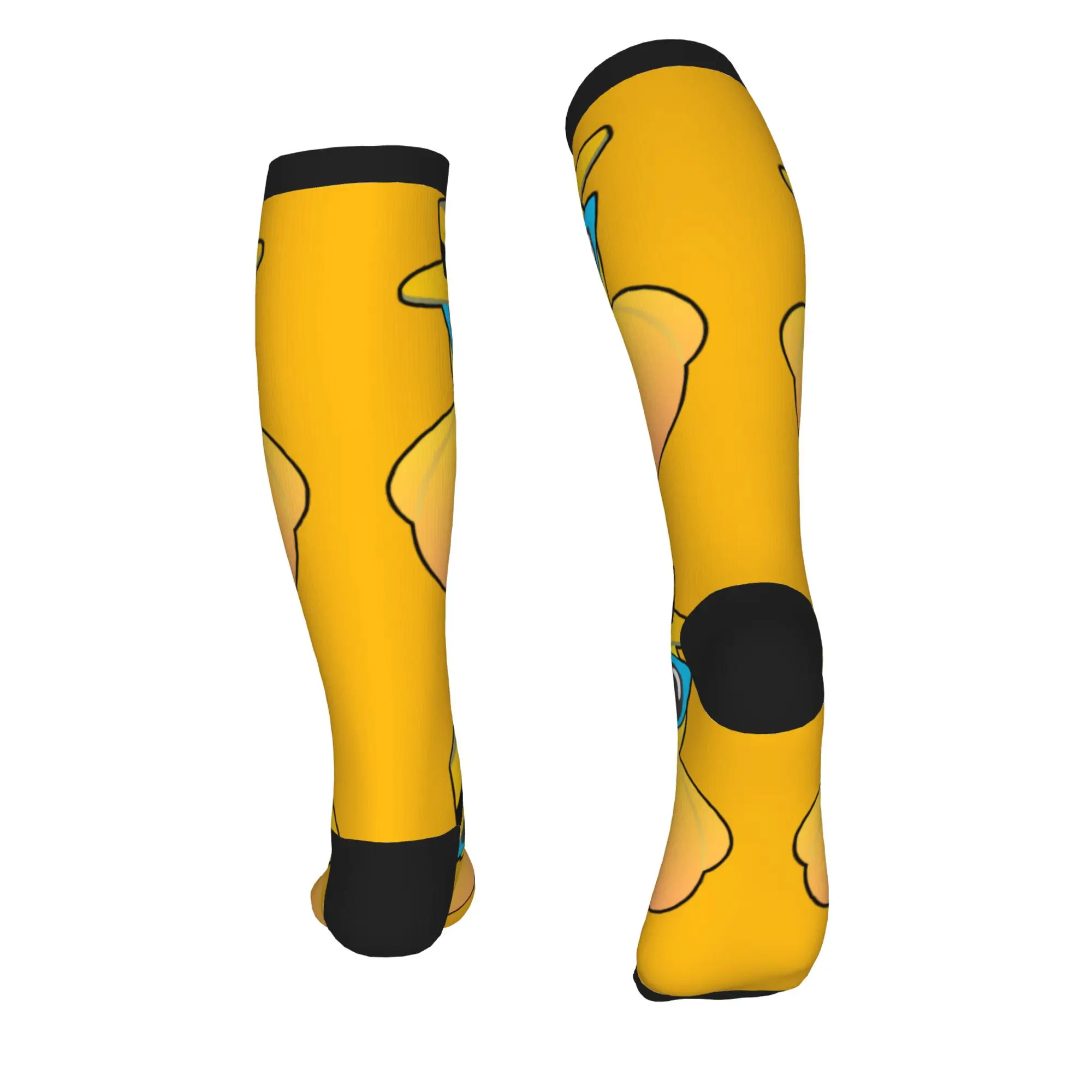 Cute Print Rubber Duck Ducky wearing Boater Hat And sunglasses Socks for Stretchy Summer Autumn Winter  Sports Compression Socks view 3