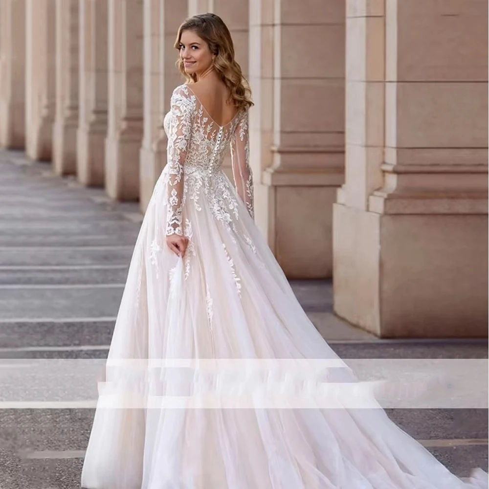 Exquisite Strapless Wedding Dresses with Lace Full Sleeve Bridal Gowns for Women Ivory Vestido De Novia 2025 Summer New Customiz