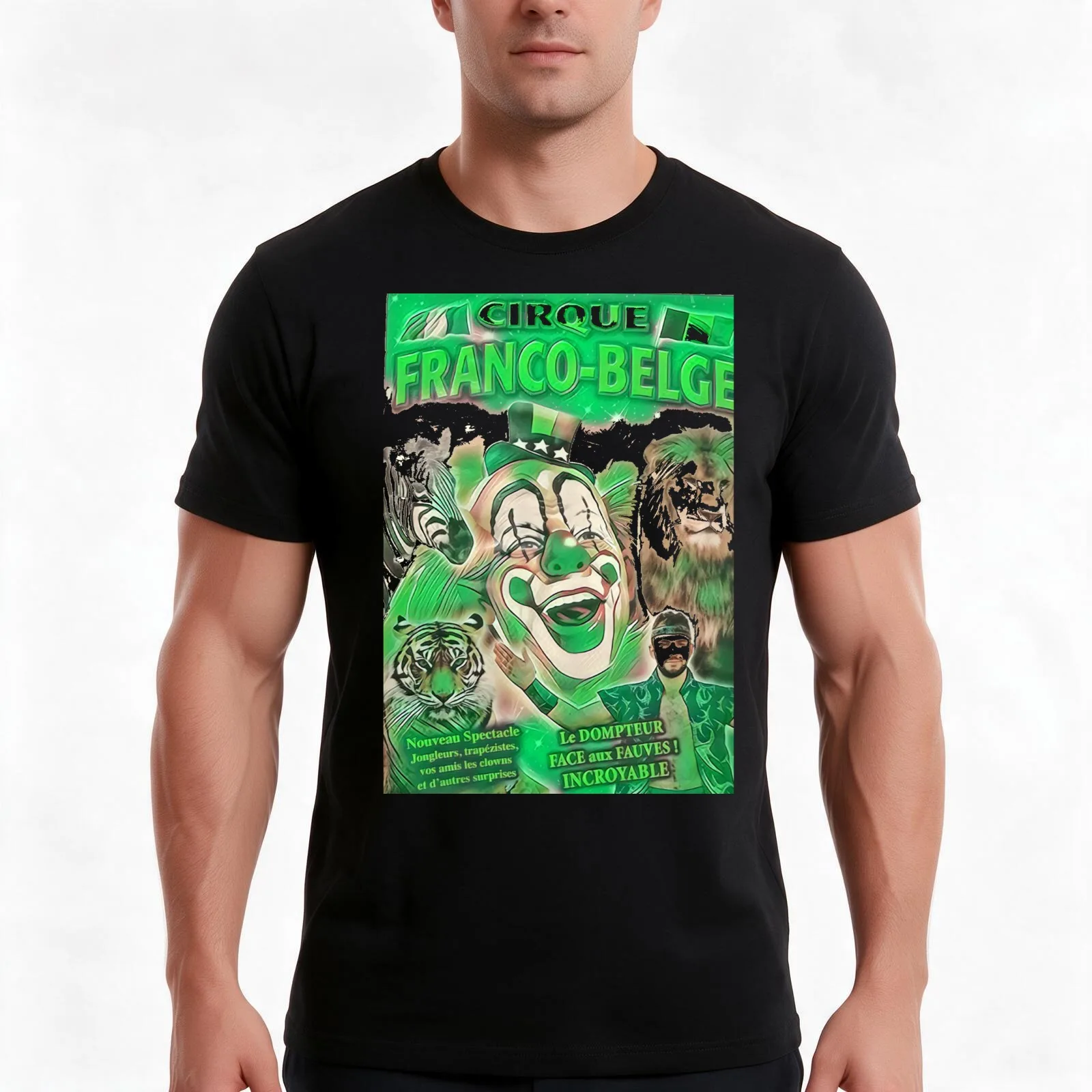 Clown Cirque T-Shirt Summer Casual Cotton Tee Oversized Streetwear Tops Vintage Graphic Print Loose Fit Short Sleeve