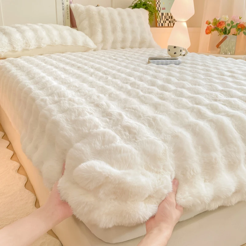 Mattress Pad - Breathable Mattress Protector Twin Size - shaggy long plush Mattress Protector keep warm