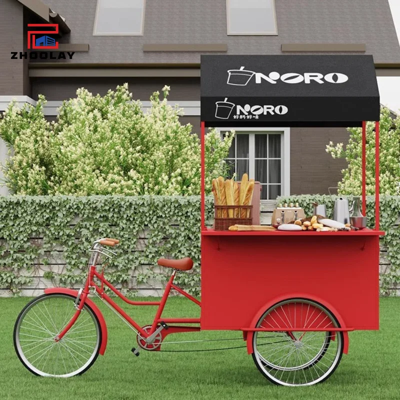 custom.Outdoor Night Market Stall Beverage Car Three Wheeled Iron Art Float Food and Snack Market Stall Sweets