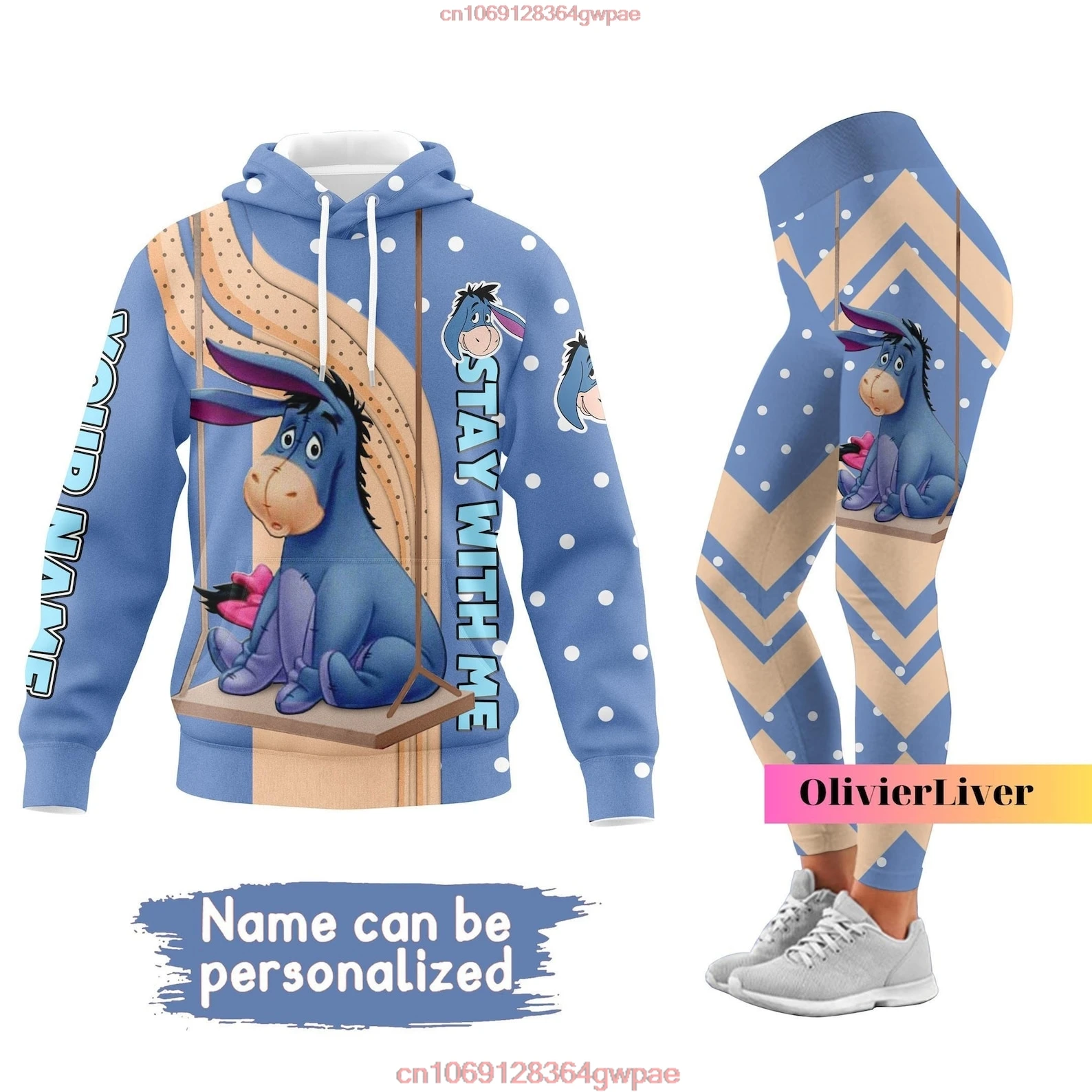 Personalized Eeyore Hoodie and Leggings Suit Women\'s Diseny Winnie the Pooh Hoodie Yoga Pants Sweatpants Fashion Tracksuit Set