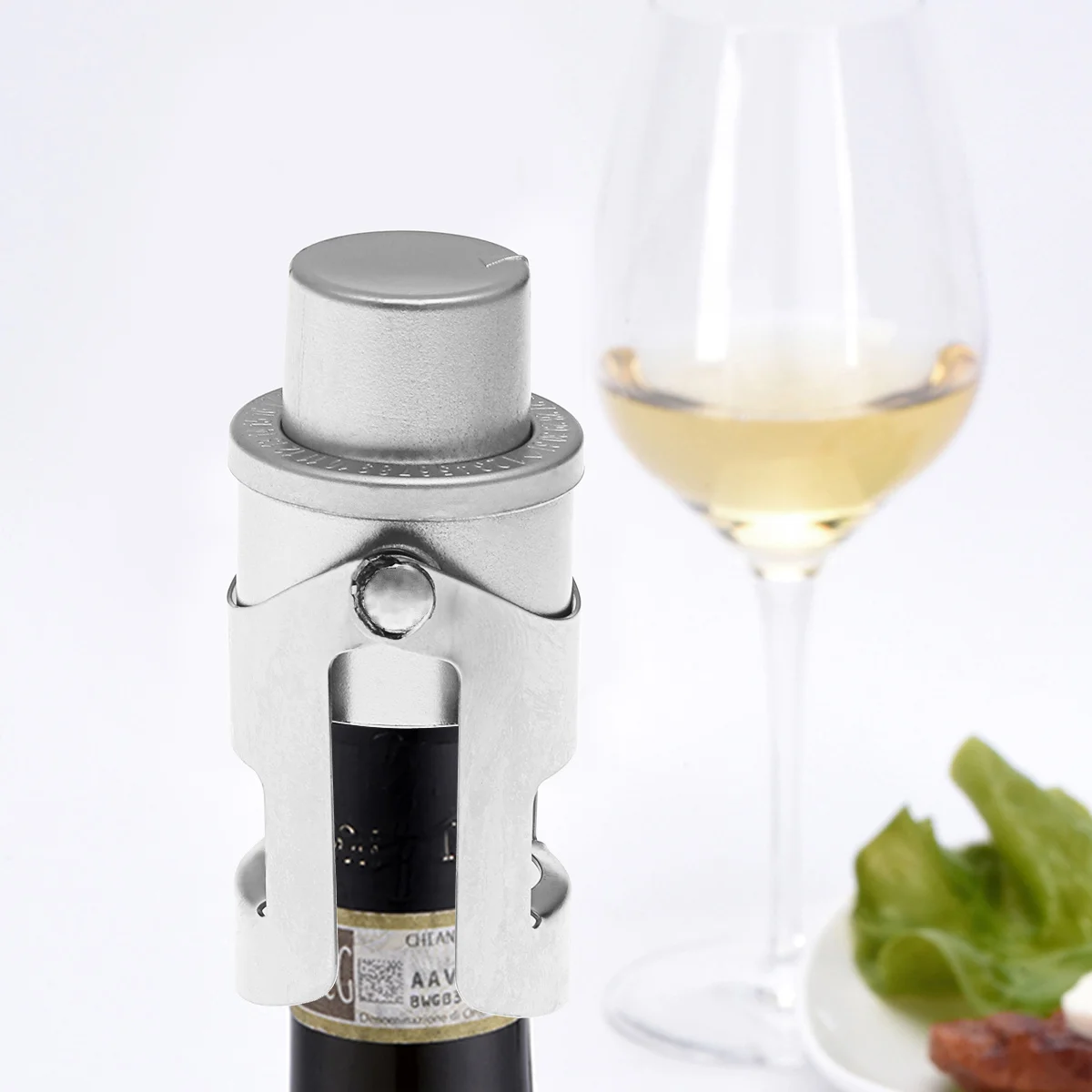 

Double Ear Stainless Steel Vacuum Wine Stopper Bottle Seal Leak Proof Preserves Bubbles Long Life Food Grade Silicone
