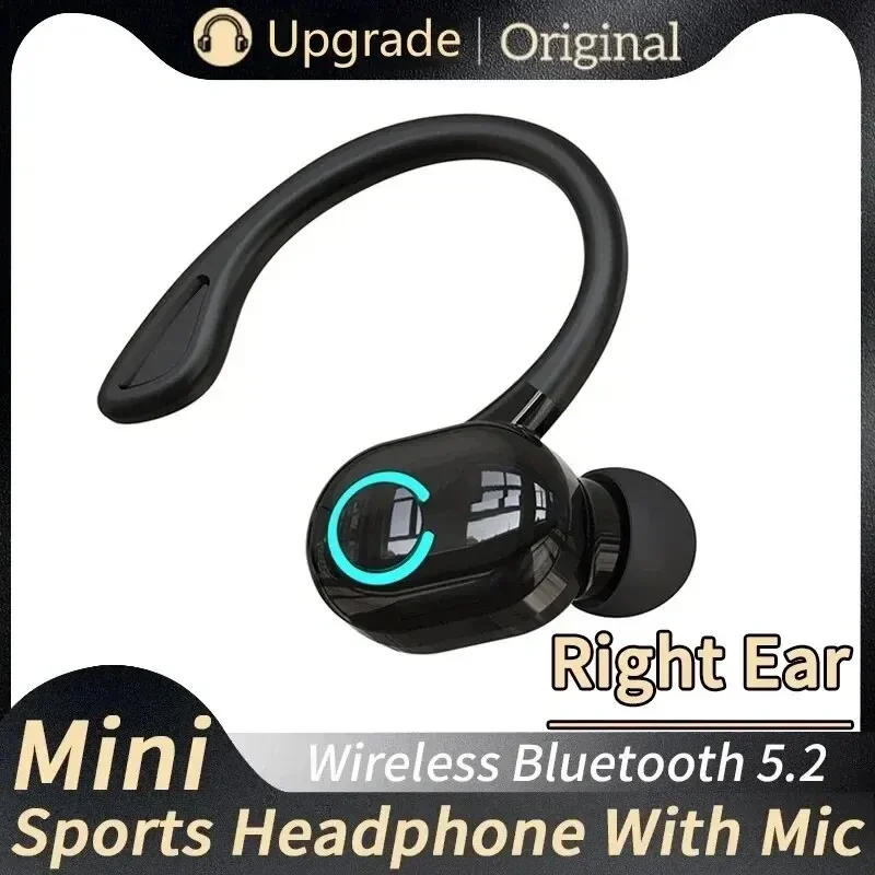 Bluetooth 5.2 Business Wireless Headphone Ear-Hook Mini HIFI Bass Noise Cancelling Earphone With Mic Earbuds Sport Game Headset