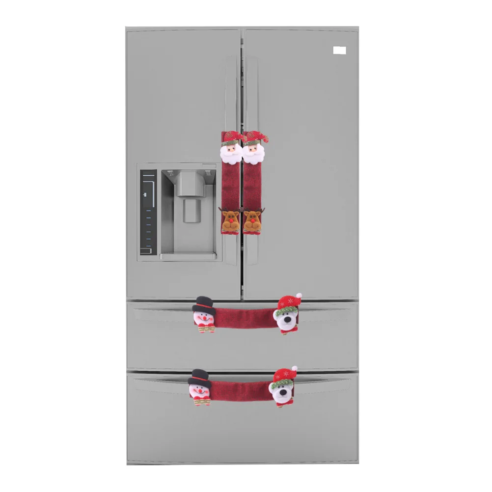 

4Pcs Refrigerator Oven Handle Covers Premium Cloth Christmas Decorations Protect Door Handles from Grease Stains Water