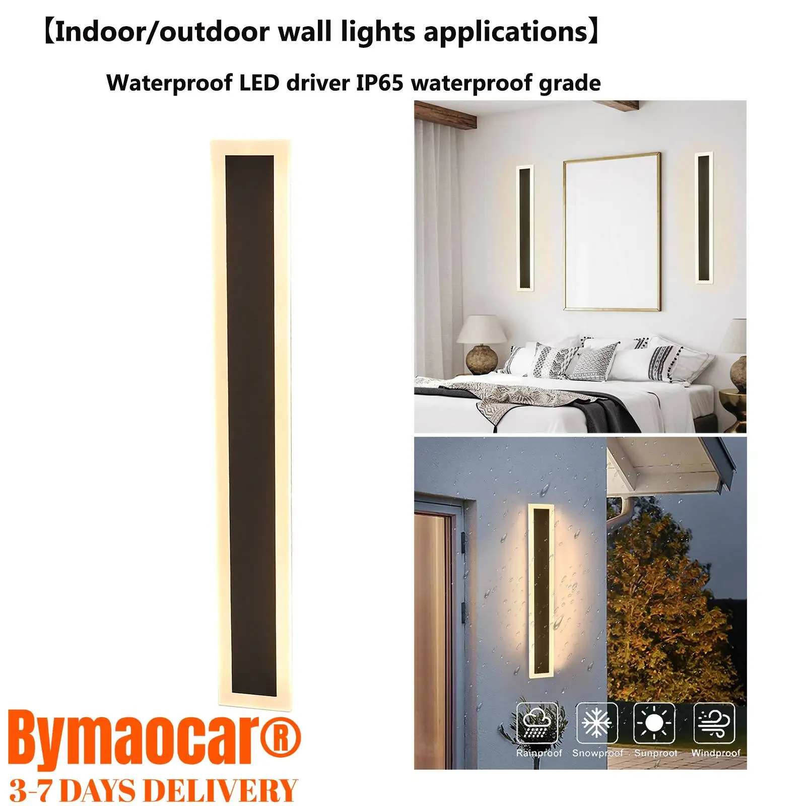 

Настенный светильник 60 см, наружное внутреннее бра, 18 Вт, светодиодный светильник, внешний светильник, белый акрил, подходит для крыльца, патио, гостиной, спальни