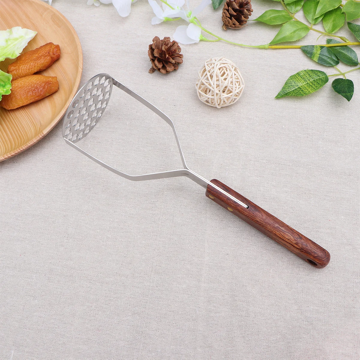 

Stainless Steel Potato Masher Ricer Premium Non Slip Garlic Presser Vegetable Masher Kitchen Tool Easy Clean Outdoor Cooking