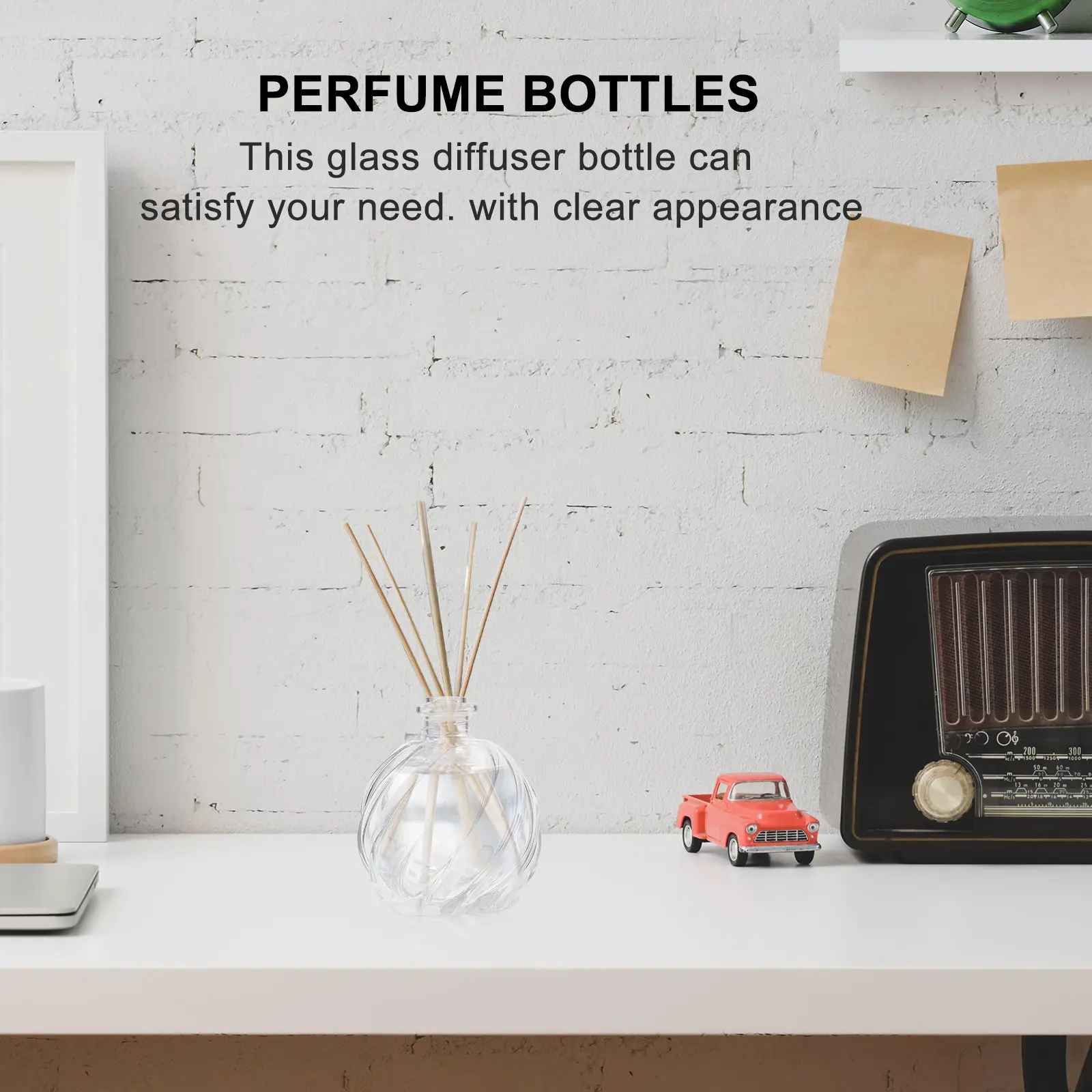 

2Pcs Aromatherapy Bottles Glass Diffuser Bottles Transparent Essential Oil Diffuser Jars Refillable Home Decor Fragrance Release