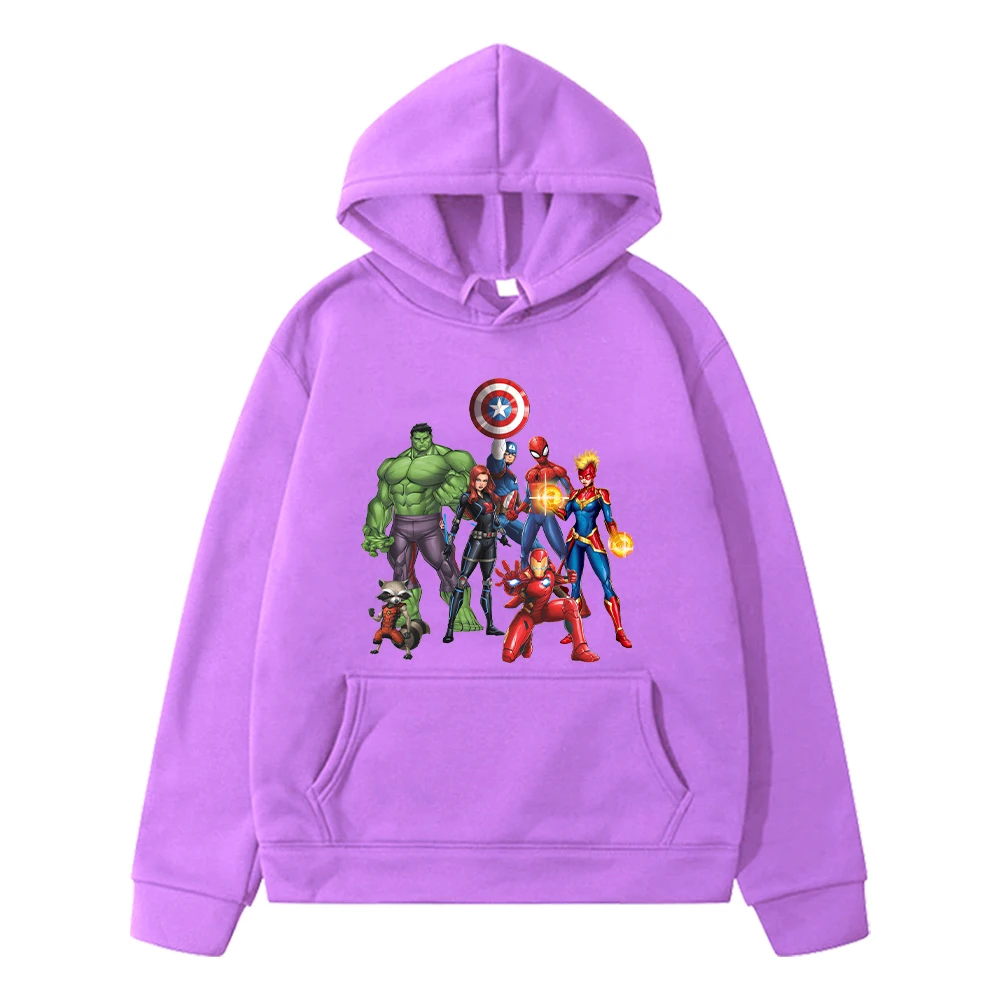 Marvel print anime hoodie hoodie Fleece sweatshirt  Cute pullover Superman Autumn Kawaii jacket y2k sudadera kids clothes girls