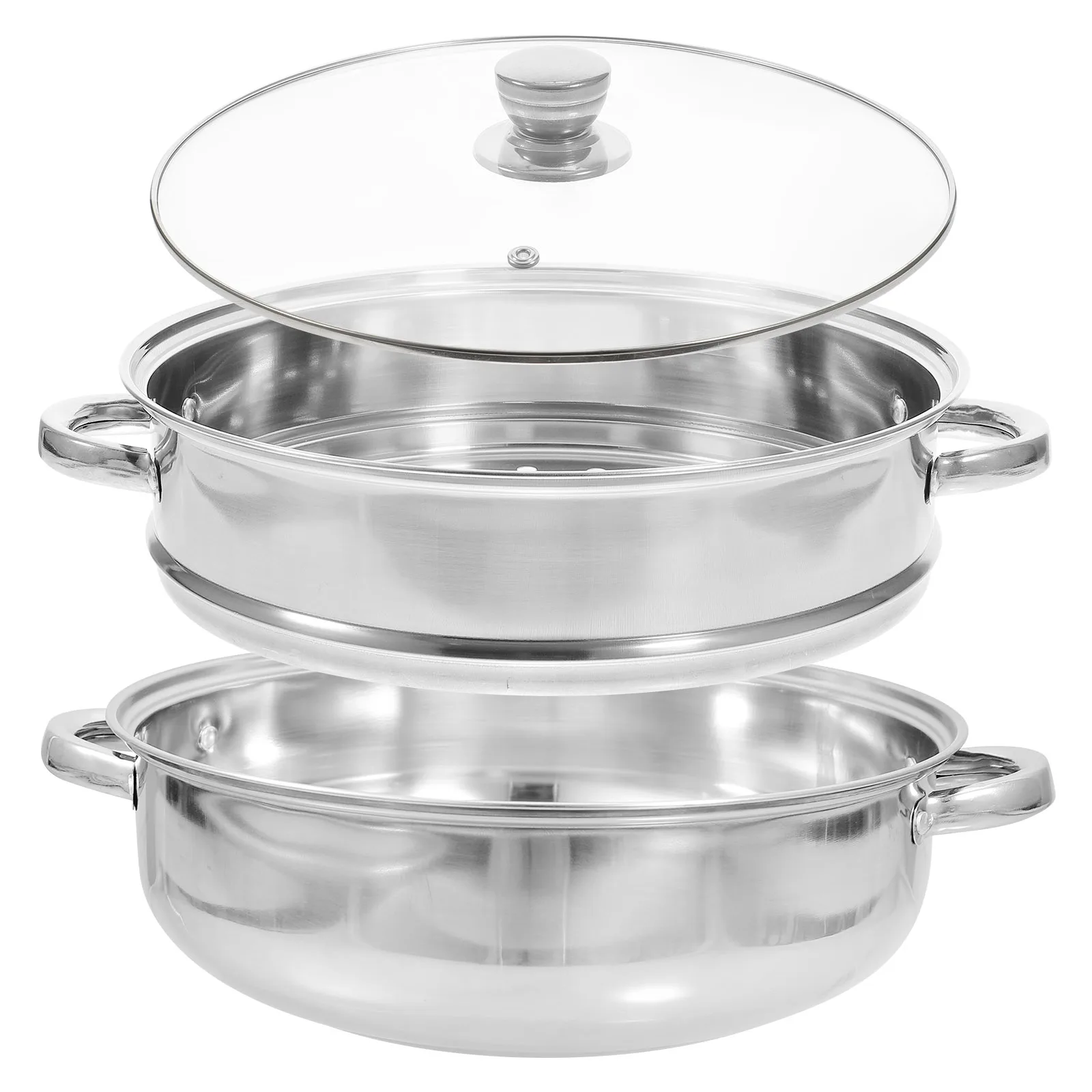 

1Set Premium Stainless Steel Steam Pot with Ergonomic Handles Multi-Functional Stew Soup Steam Buns Fast Heating Food Steamer