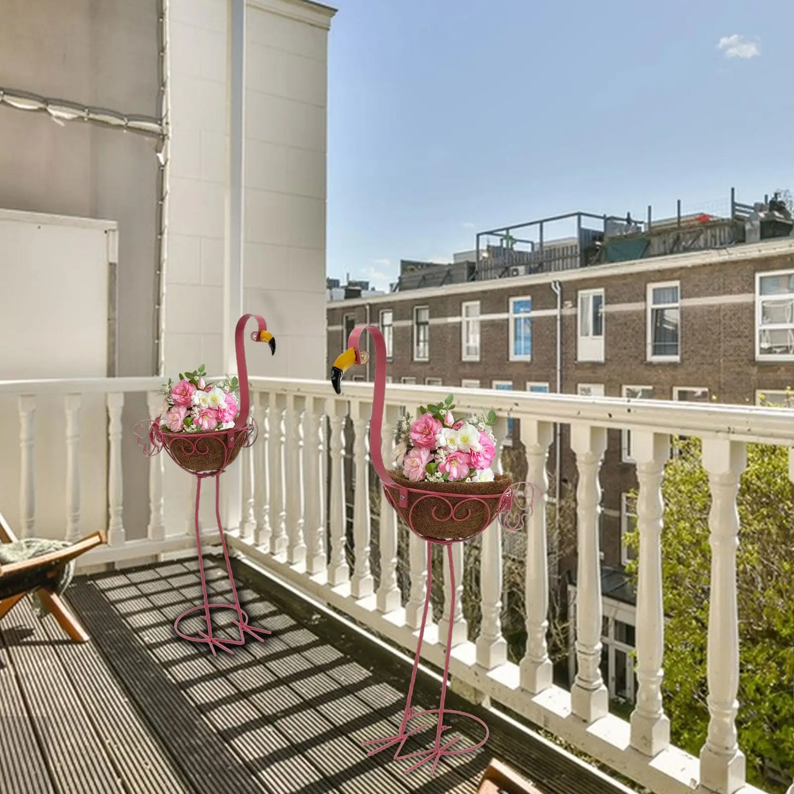 

2 Pieces Flamingo Planter Stand Coconut Plant Stand for Patio Outdoor Indoor