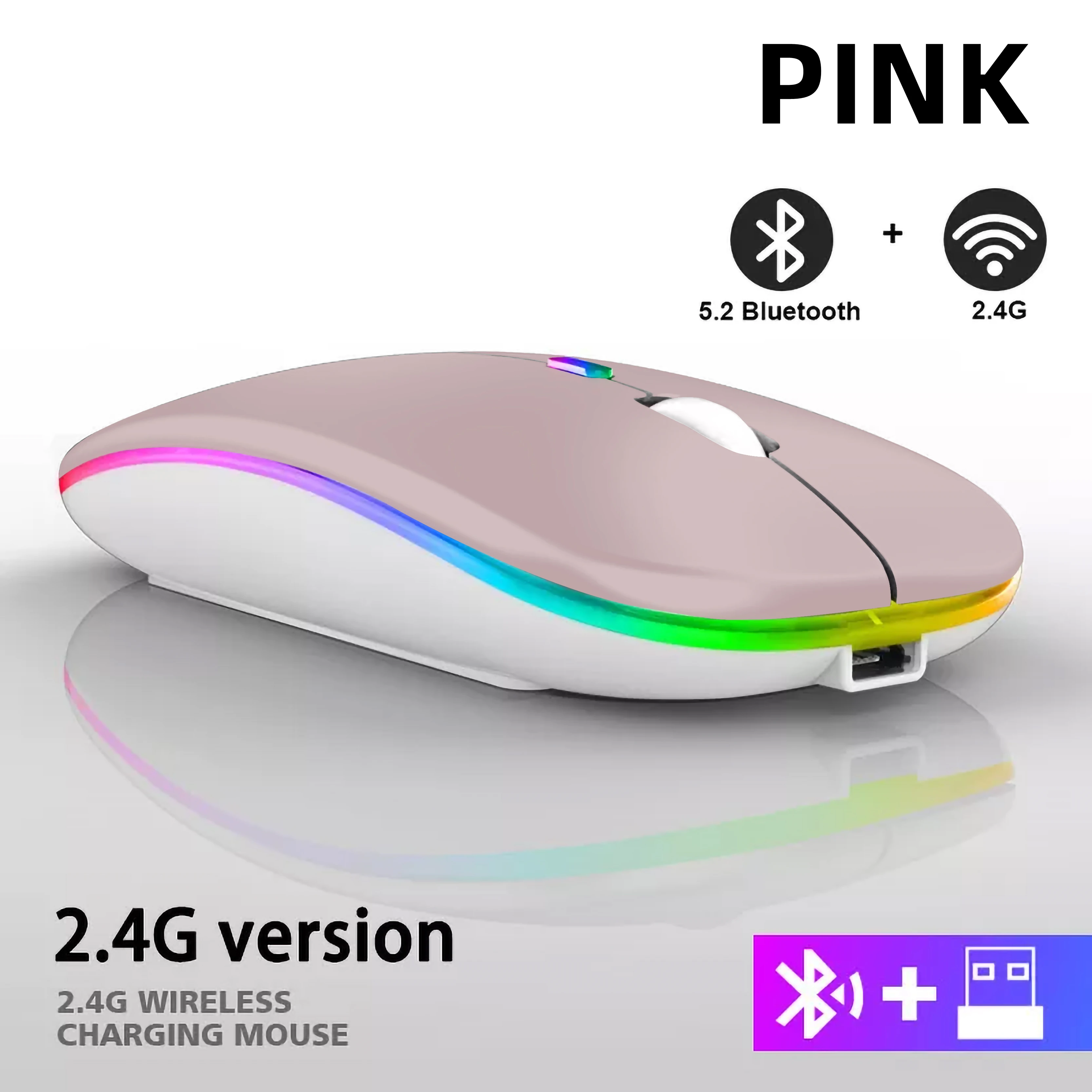 Oplaadbare Bluetooth Draadloze Muis met 2.4GHz USB RGB 1600DPI Muis voor Computer Laptop Tablet PC Macbook Gaming muis Gamer