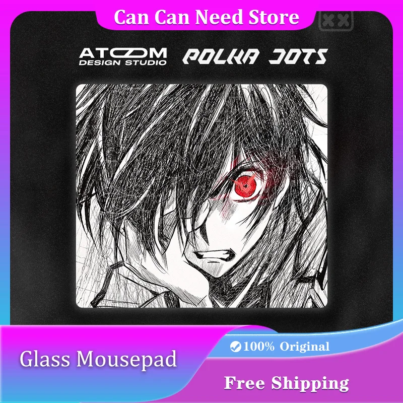 

ATOM Anime Glass Mouse Pad Tempered Upgraded Smooth FPS Customized Desk Mat E-sports Gaming Mousepad PC Gamer Accessories