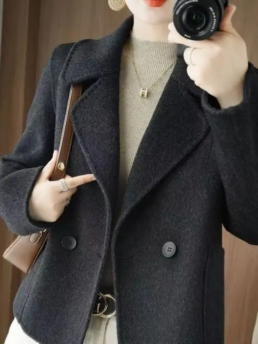 Fashionable Short Woolen Coat Suit Warmth Autumn Winter New Style 2026 Jacket Coat Elegant Minimalist Loose Fit Ladieswear