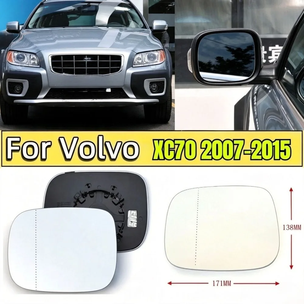 Heated Side Rear View Mirror Glass 30716137 Compatible with Volvo XC70 XC90 2007‑2014 Aftermarket Wing Mirror Lens