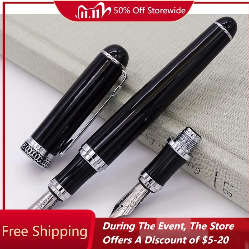 

NewDuke D2 черная авторучка с наконечниками F иридиевым тонким наконечником, элегантный письменный офис, подарок, чернильная ручка, школьные принадлежности, ручка для каллиграфии