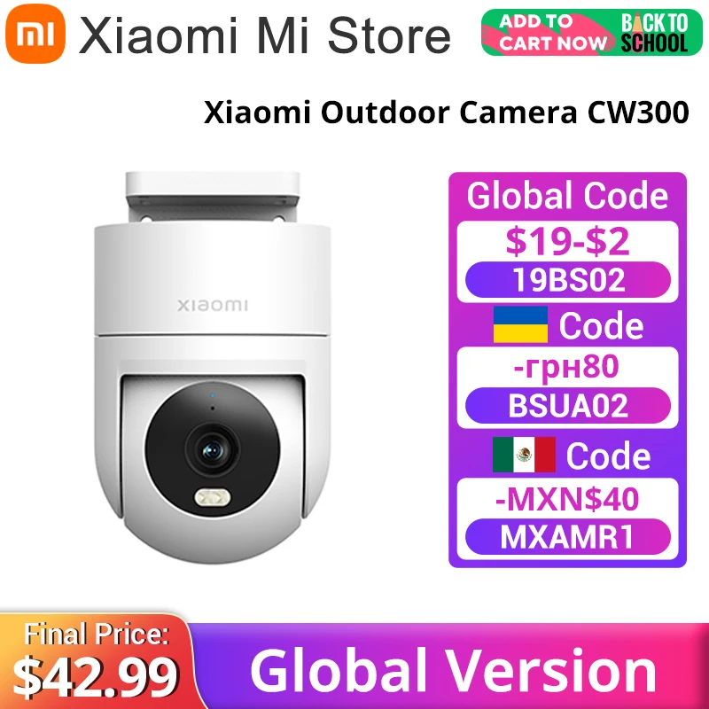 Global Version Xiaomi Outdoor Camera CW300 4MP AI Human Tracking Smart full-color Night Vision IP66 Water and Dust Resistant