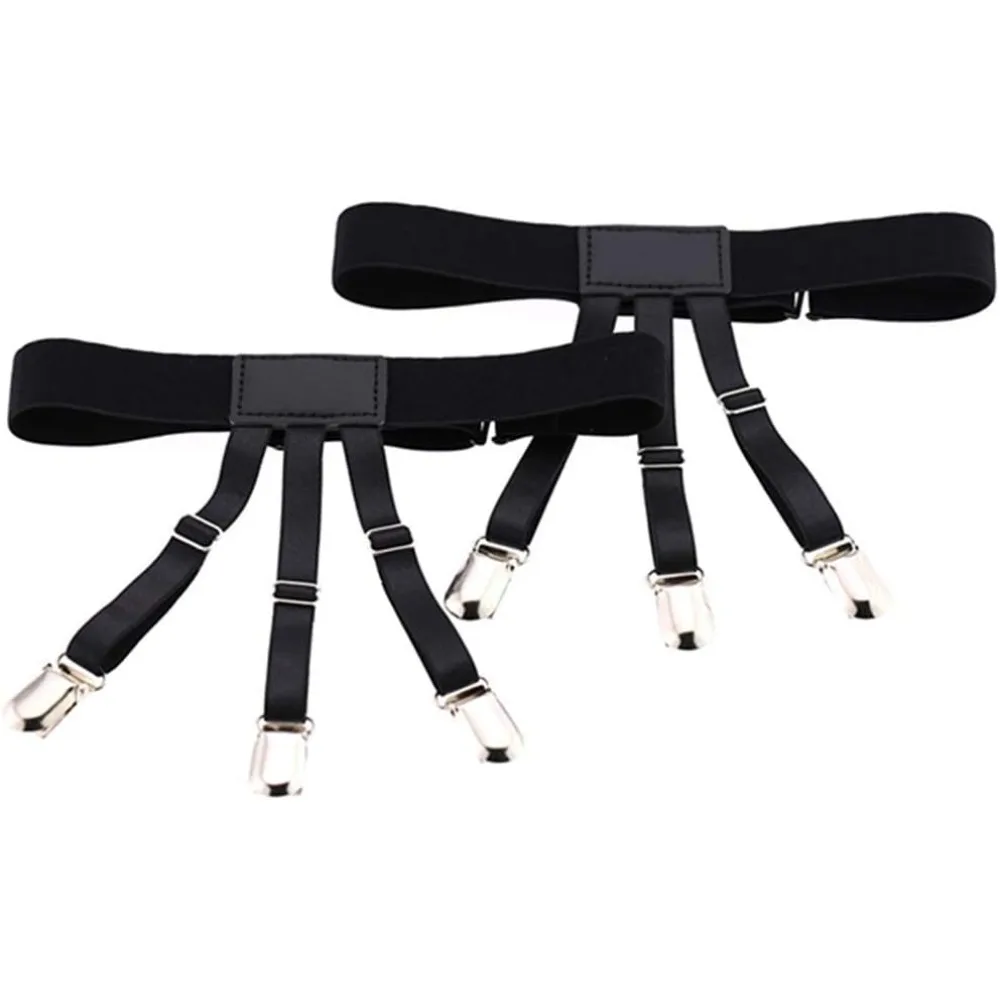 أصحاب القميص الأشرطة للرجال قابل للتعديل مطاطا الساق الحمالات الأربطة حزام تجعد المقاومة عدم الانزلاق قفل المشابك 2 قطعة