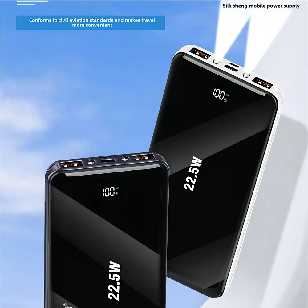 22.5W Fast Charging Built-in Cables Mini Power Bank, Digital Display Portable Travel Battery Pack, Compact Lanyard Emergency Charger for iPhone Android AirPods Outdoor Travel Daily Use view 2