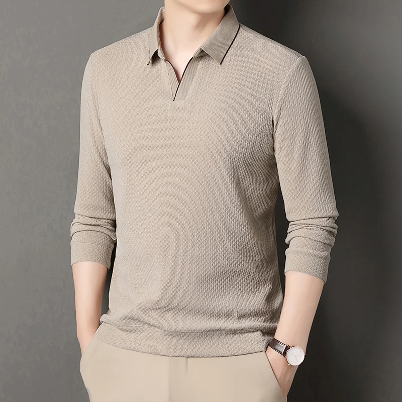 

Wool Polo Shirt Men Long Sleeve Warm Office Male Clothes Autumn 2024 New Man Slim Fit High-Quality Men's Clothing