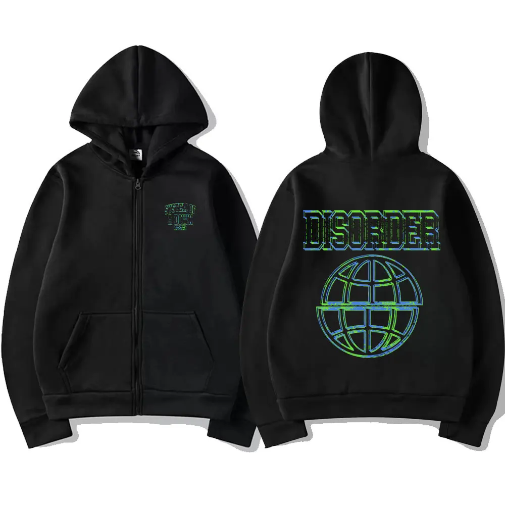 Rock Band System of A Down Tour 2026 Zipper Hoodie Men Women Gothic Punk Rock Zip Up Jacket Men's Oversized Zip Up Sweatshirt