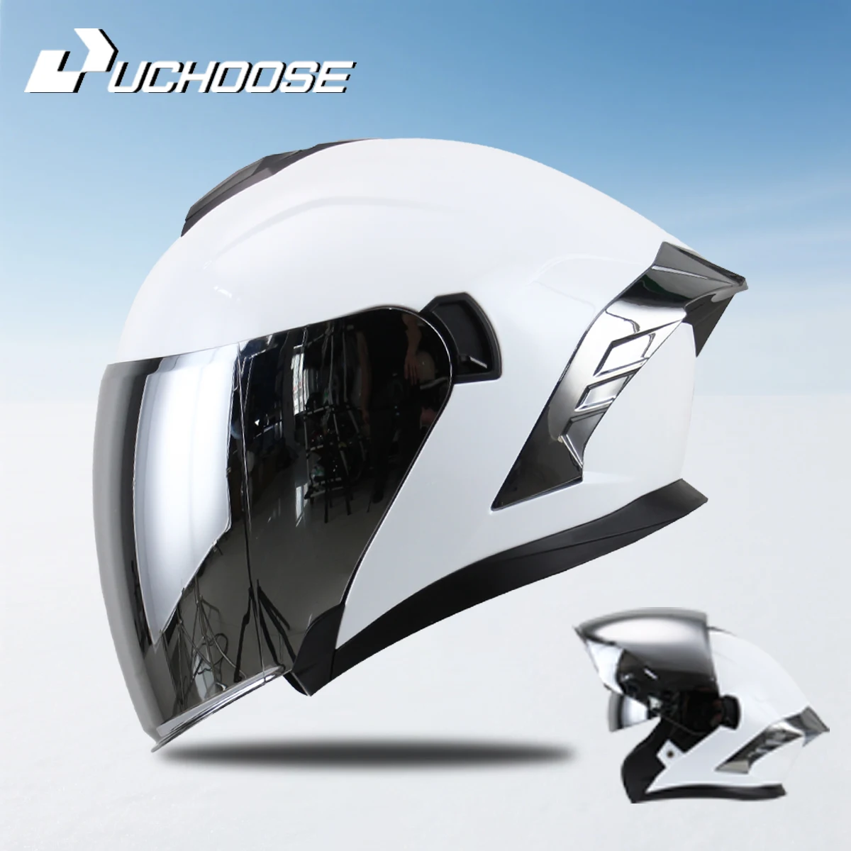 

Motorcycle 715-Dual Visor Modular Flip-Up Full-Face Helmet Anti-Fog Street Bike Racing Helmet for Women and Men Retro 3/4 Helmet