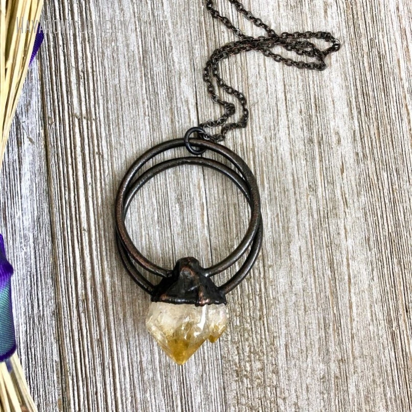 10Pcs Raw Citrine Crystal Pendant Gothic Jewelry Yellow Stone Jewelry Large Statement Necklace Birthstone Jewelry