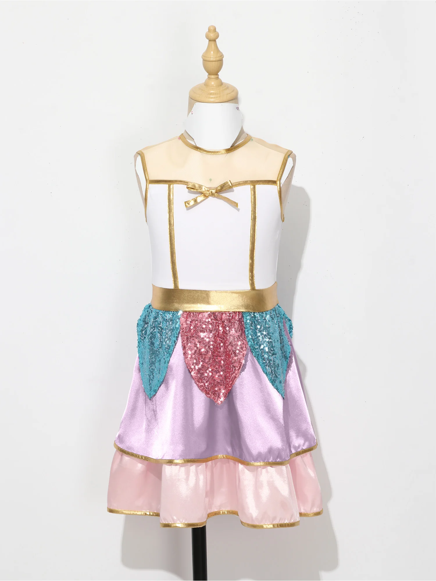 Summer Girl Fairy Princess Dresses Up for Girls Characters Costume Kids Metallic Trim Sequin Peplum Dress Christmas Party Outfit