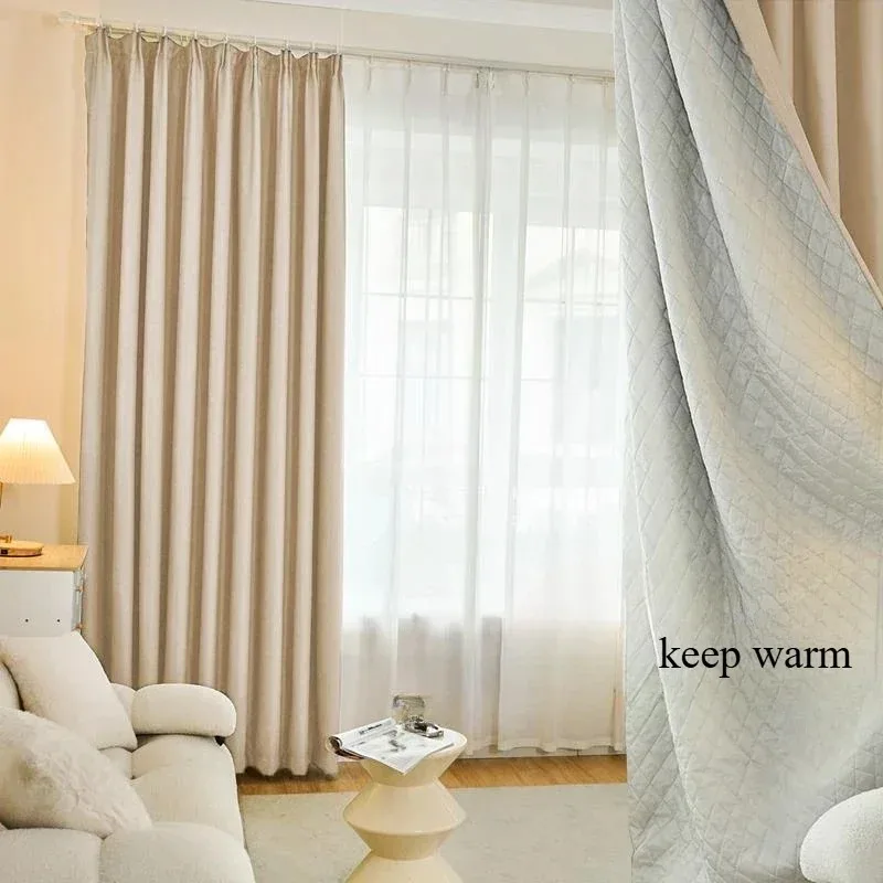 Sound  Insulation  Shading Luxury Thermal Insulation Curtains Curtains for Living Dining Room Bedroom Sound Shading  White Tulle