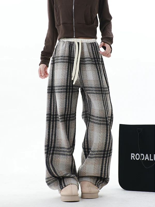 

Повседневные брюки-карго в клетку свободного кроя для мужчин и женщин, весна-осень, в американском стиле, для пар, повседневные, свободные...