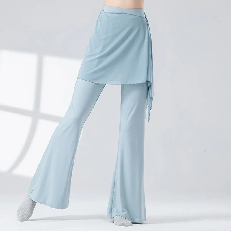Pantaloni da danza moderna da donna Pantaloni fluidi in garza a due strati Balletto Classico Body Rima Abiti da yoga Abbigliamento da ballo elasticizzato sottile Una linea