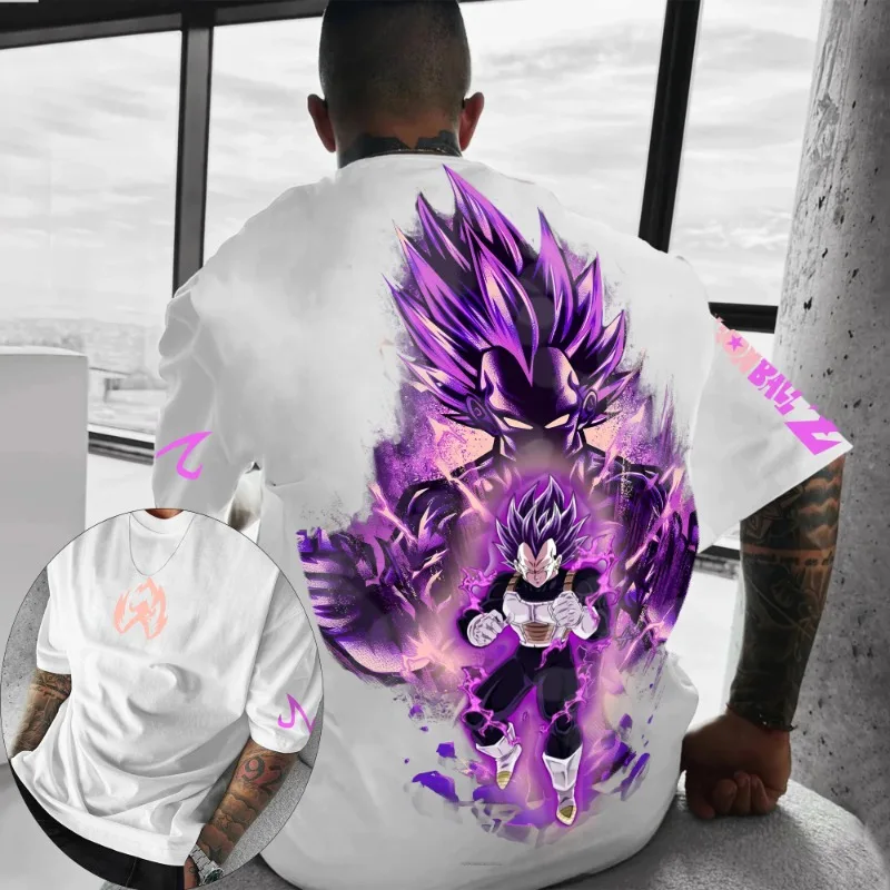 Dragon Ball Men's T-Shirt Vegeta Super Saiyan Blue Evolution Japanese Anime Summer Boy Children's Short Sleeve Parent-Child Wear