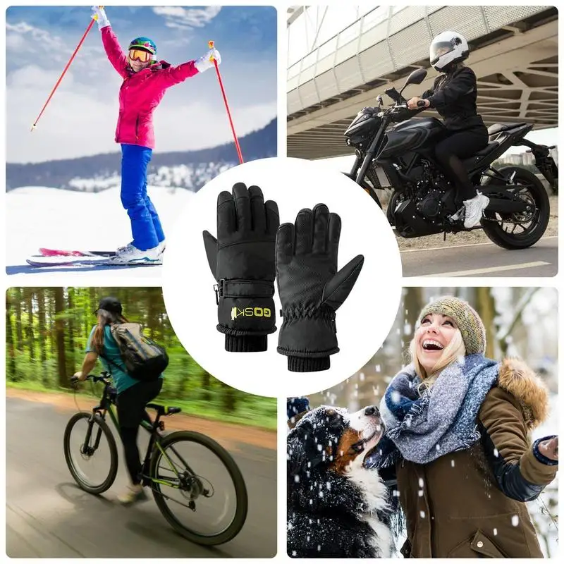 Guantes de esquí de Snowboard de invierno a prueba de viento, guantes de nieve cálidos, guantes de nieve delgados, impermeables, guantes de nieve