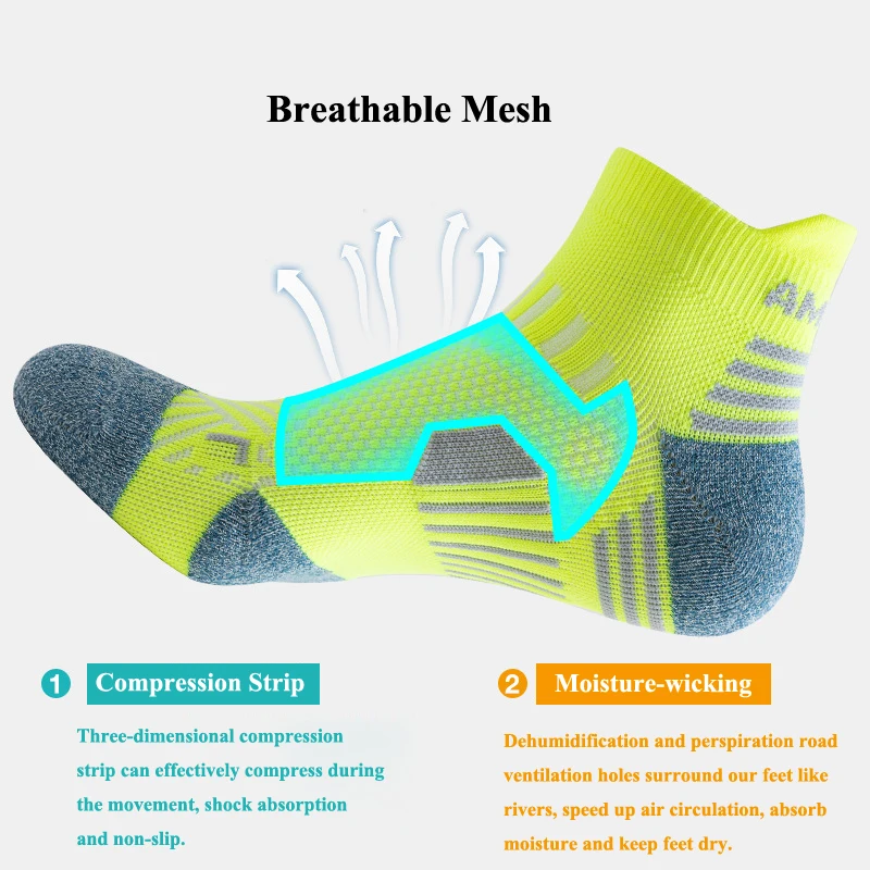 5 Pairs Marathon Running Sock Men Women Sports Fitness Thickened Cushioned Short Tube Low Cut Boat Ankle Socks