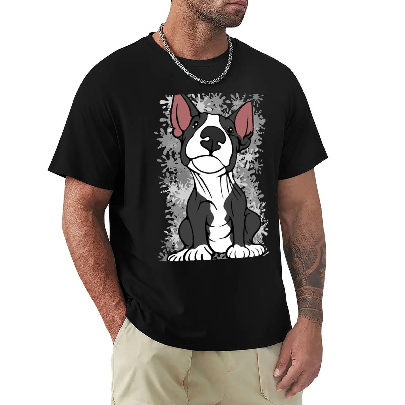 Cheeky English Bull Terrier Black & White T-Shirt customizeds shirts graphic tee t shirts men