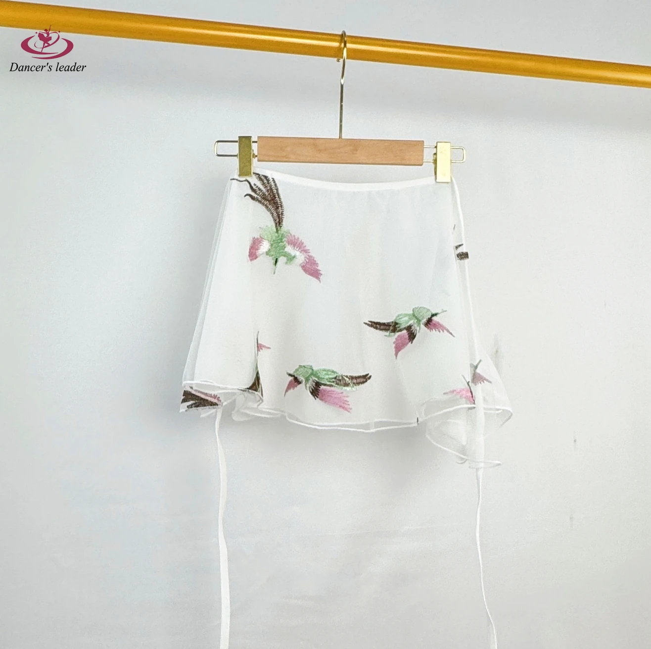 Korte balletrok, dubbel gelaagd kantborduurwerk, dansrok voor dames, gymnastiekoefenrok, lyrische balletrok voor volwassenen