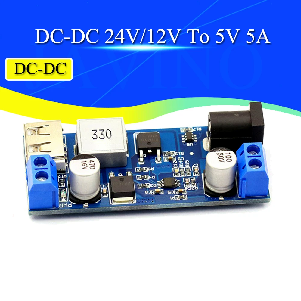 DC-DC 24V/12V To 5V 5A Step Down Power Supply Buck Converter Replace LM2596S Adjustable USB Step-down Charging Module For Phone