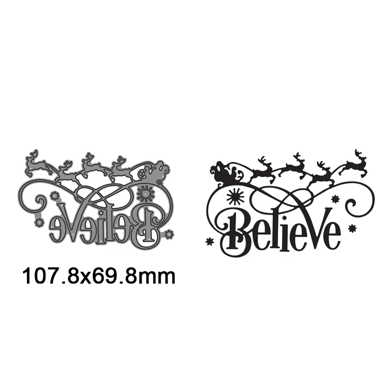 Metal Cutting Die Believe Letter Freme Mold for Scrapbooking Craft Embossing Stencil Die Cut Card Making