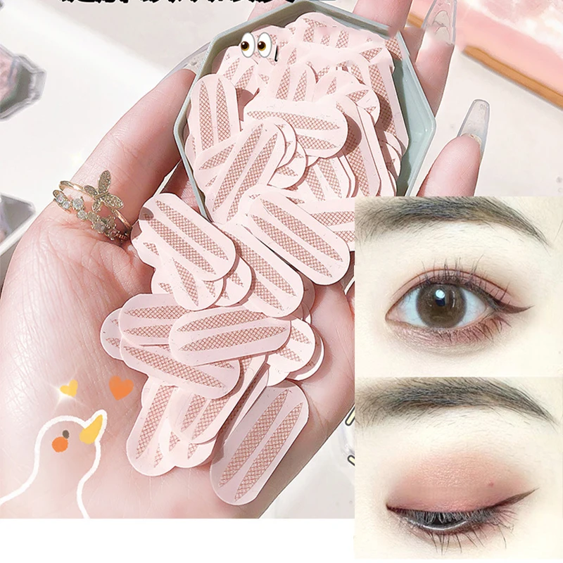 100Pairs Mesh Double Eyelid Paste Invisible Natural Matte No Trace Big Eyes Lift Lace Strips Self-adhesive Double Eye Tools