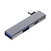 4 in 1 Compactly Aluminum USB C Hub USB3.0 Hub Type C to Type C and Double USB Port Hub for Versatile Devices Connectivity
