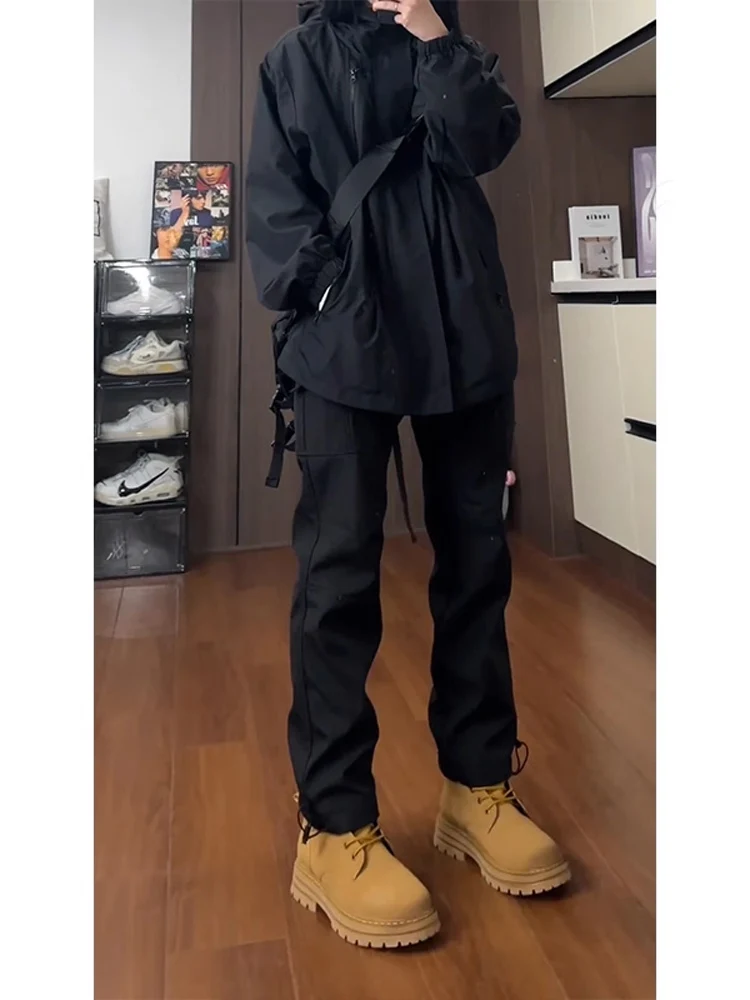 

Men's Fce Lined Straight Leg Workwear Pants Windproof Waterproof Winter Casual Trousers American Sle Youth Vitali