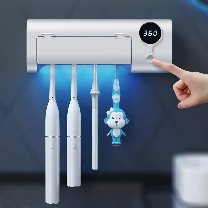 Soporte esterilizador de cepillo de dientes recargable UV multifuncional portátil para secado de desinfección de cepillos de dientes eléctricos