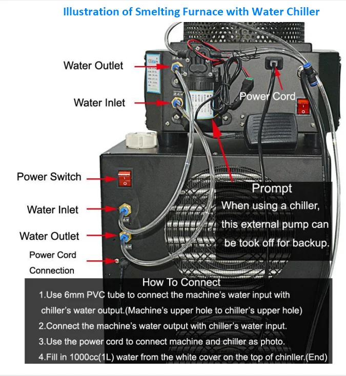 Water cooler for 4L gold melting furnace chiller High efficiency water saving jewelry casting equipment