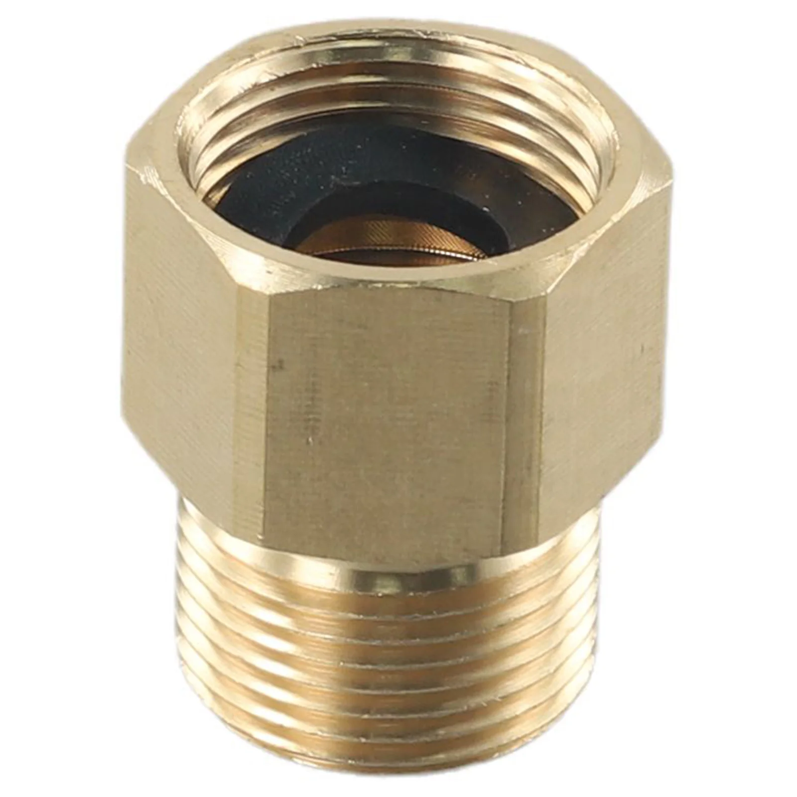 Brass M22 Adapter with 15mm Male and 14mm Female Metric Threads for Pressure Washer Hose and Accessory Linkage