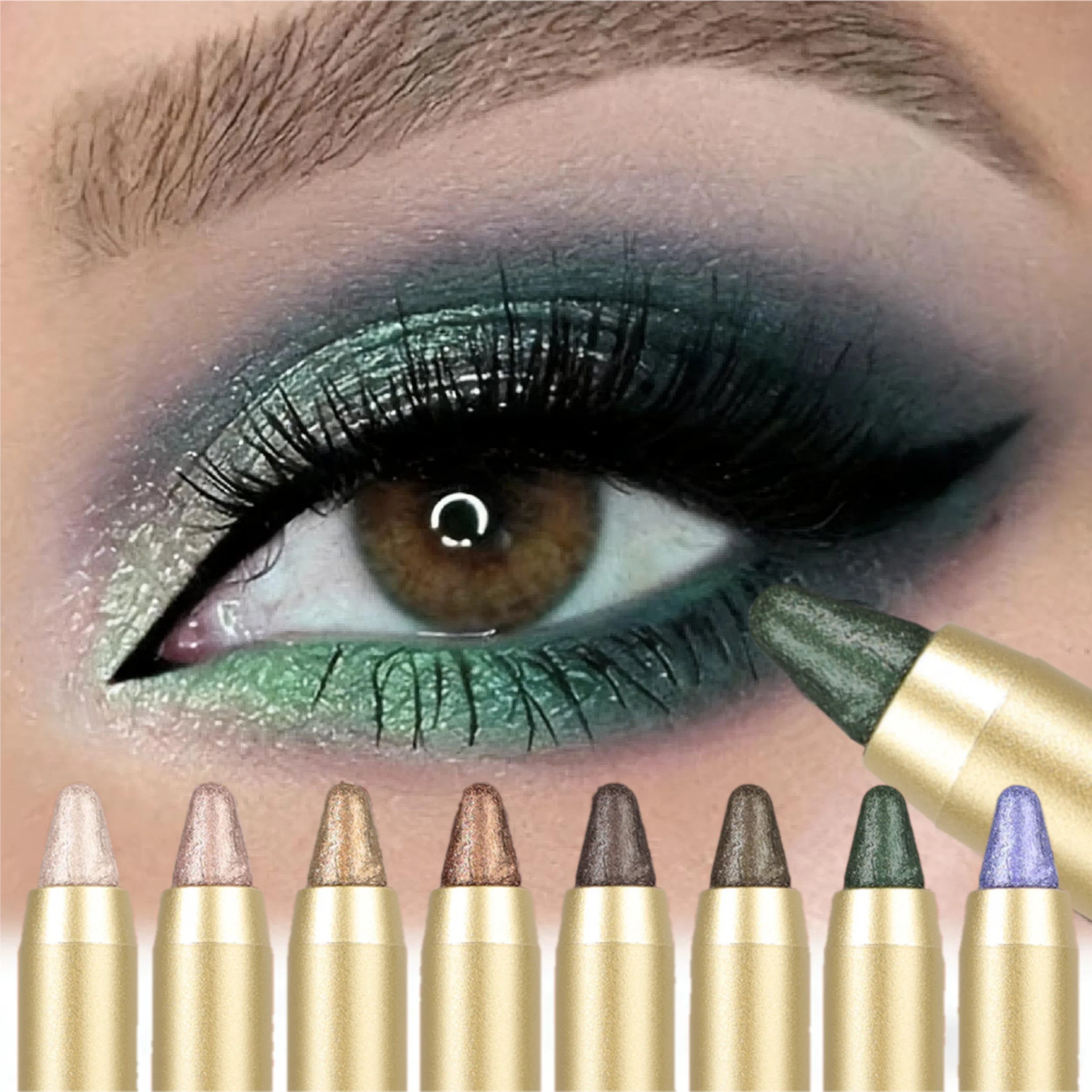 1PC Pearl Eyeshadow Stick, Matte Finish, Green/Pink Eyeshadow, Highlighter Eyeshadow, Waterproof and Long-Lasting Eye Makeup