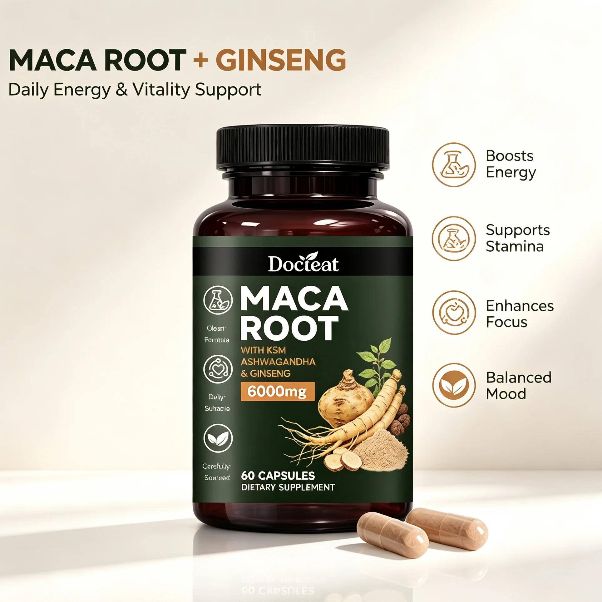 Valerian Root Capsule - Cápsulas de Raiz de Maca e