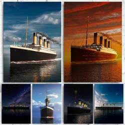 Titanic poster Vintage pictures of sailboats and the Sea Canvas Printing posters wall art decoration canvas paintings House roo