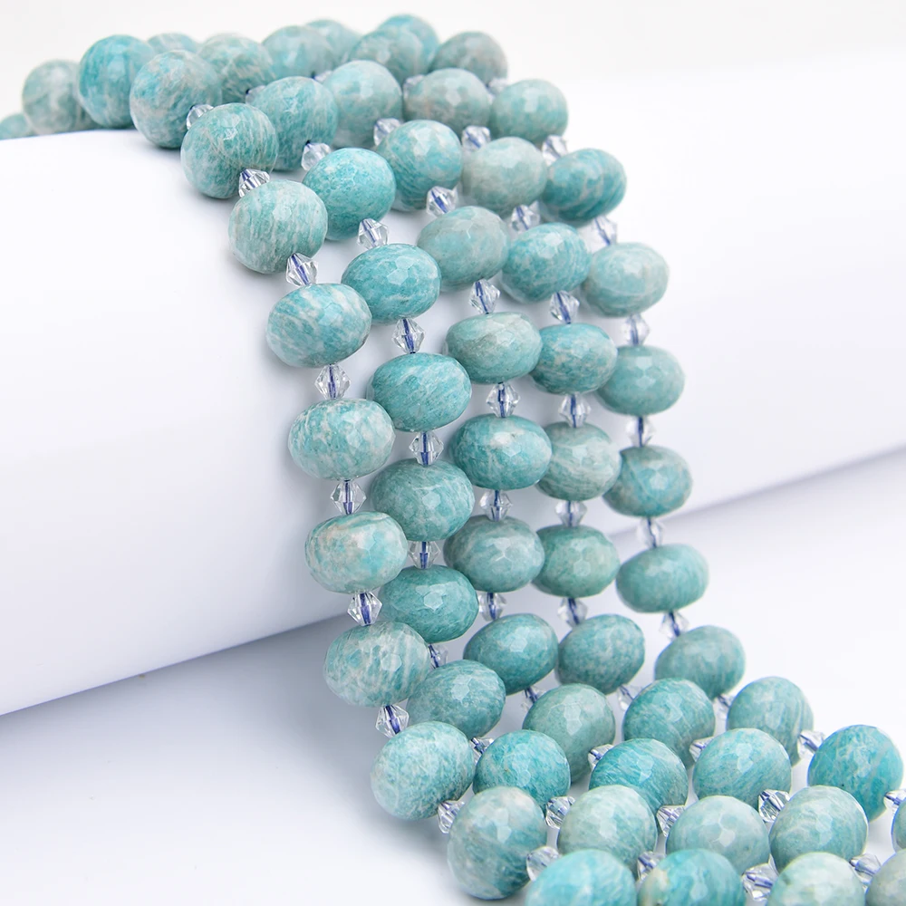 APDGG 13x18mm Natural Green Amazonite Stone Faceted Abacus Shaped Nugget Loose Beads 15'' Strand Jewelry Making DIY