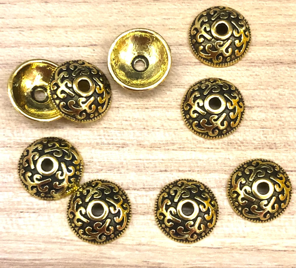 

50pcs 12*4mm Alloy metal tibetan silver vintage bead caps for handmade HW2528